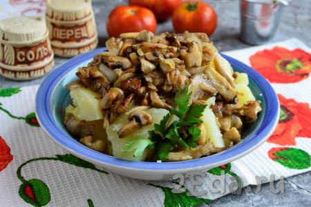Варёная картошка с жареными грибами