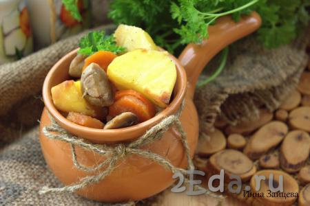 Картошка с шампиньонами в рукаве в духовке