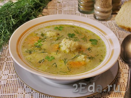Суп с рыбными фрикадельками и рисом