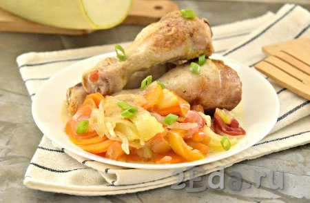 Куриные ножки с овощами в рукаве в духовке