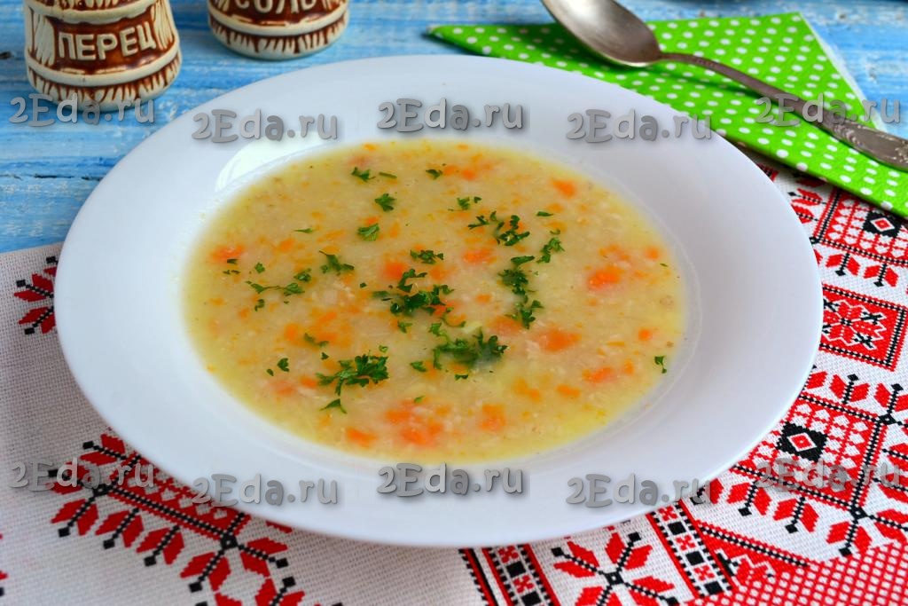 Рецепт: Суп из сухих грибов - с курицей и овсяной крупой, диетический