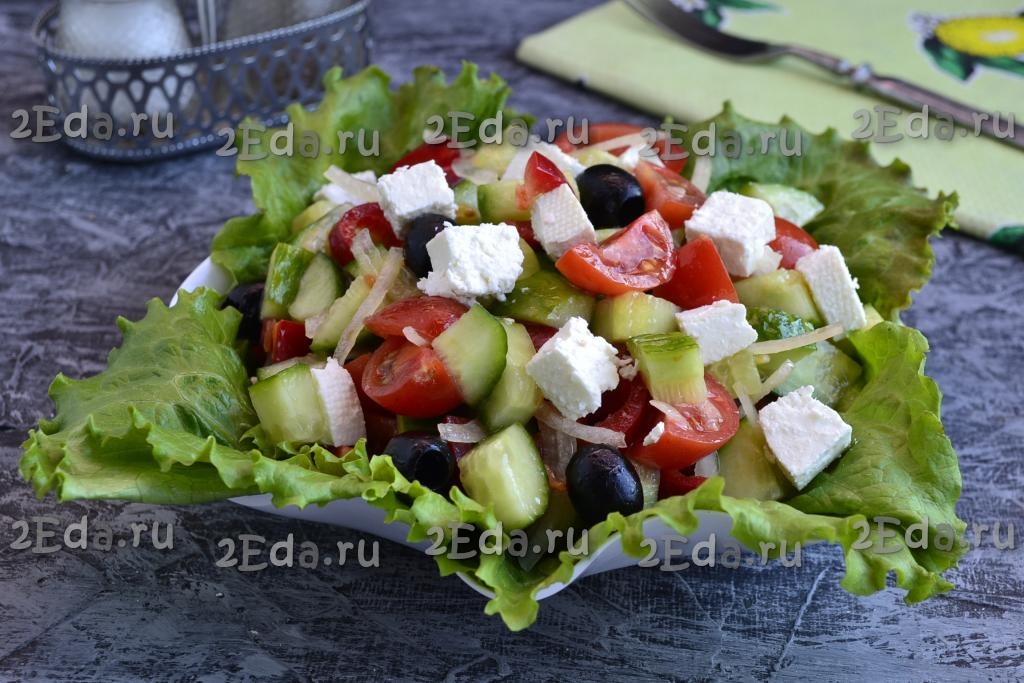 Салат греческий с сыром фета и овощами – пошаговый рецепт приготовления с фото