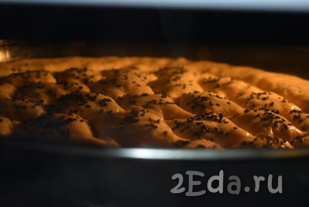 Ставим лепёшку в разогретую духовку и выпекаем при температуре 180 градусов, примерно, 30 минут.