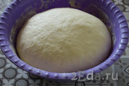 За время расстойки дрожжевое тесто для хачапури прекрасно поднимется и увеличится в размерах более чем в 2 раза.