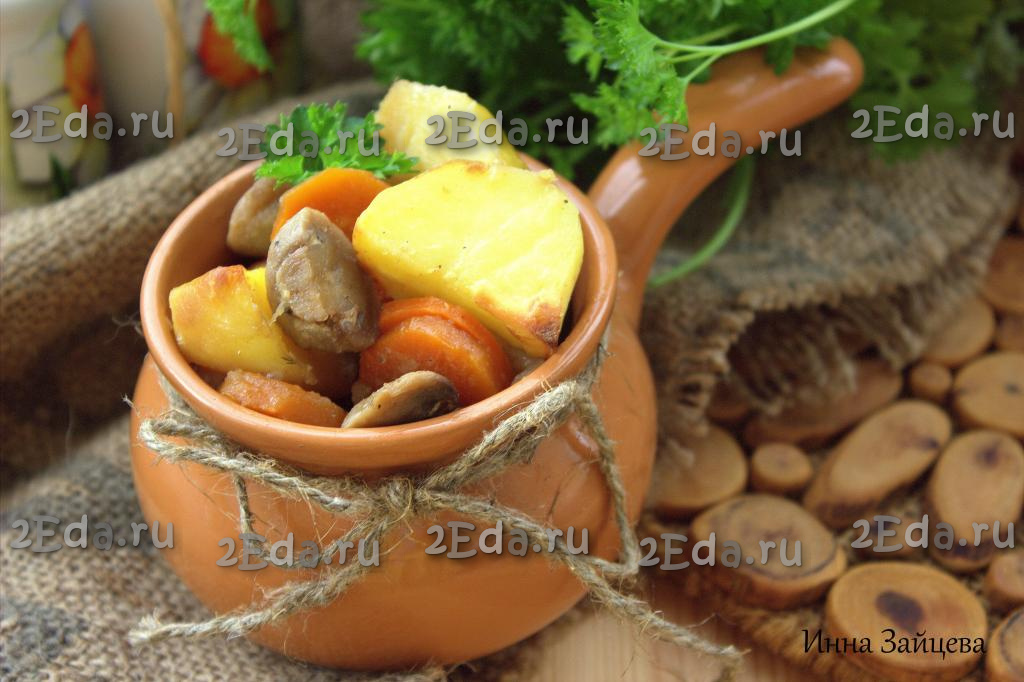 Картофель с грибами в рукаве для запекания