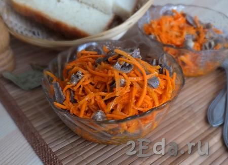 Салат из куриных сердечек с морковью по-корейски