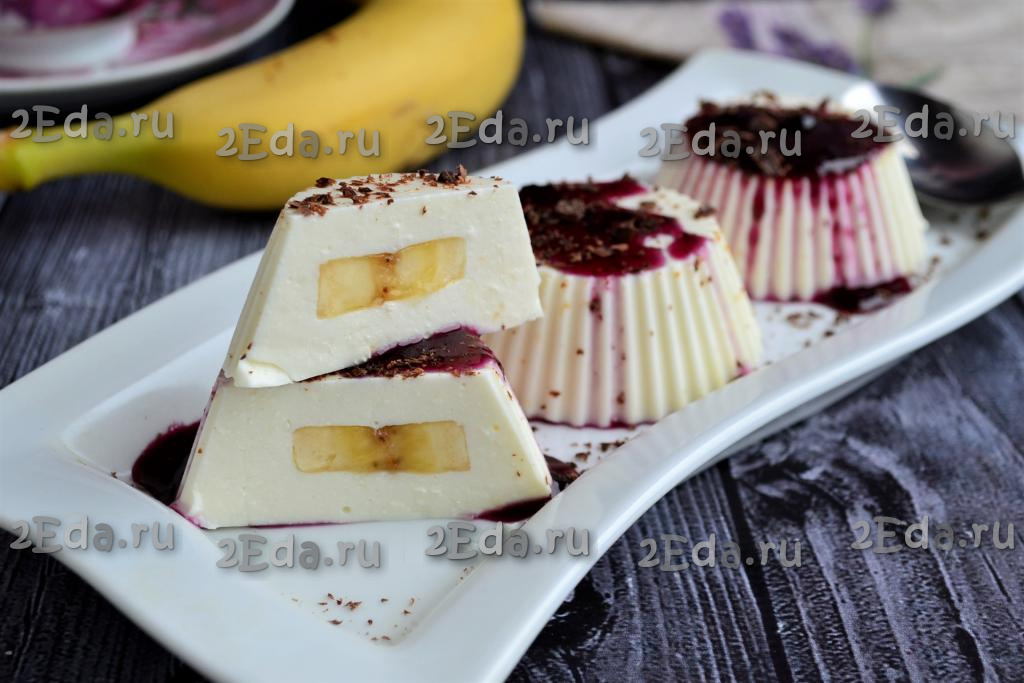 Творожный десерт с бананом и желатином - пошаговый фоторецепт