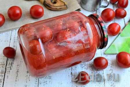 Теперь маринованные помидоры в томатном соусе можно отправлять на хранение на зиму. Такие помидорчики могут храниться в условиях городской квартиры.