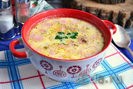 Рецепт сырного супа с сосисками и плавленным сыром