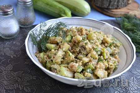 Салат из жареных кабачков с грецкими орехами