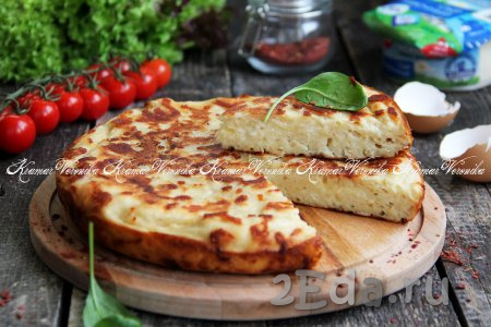 Ленивое хачапури на кефире с сыром на сковороде