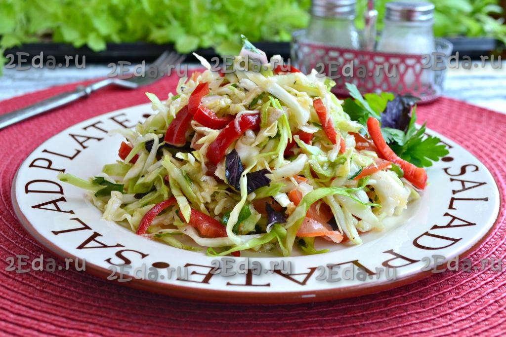 Рецепт: Салат из свежей капусты и сладкого болгарского перца